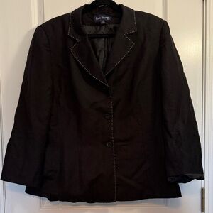 Evan Picone Women's Black Blazer with White Stitching